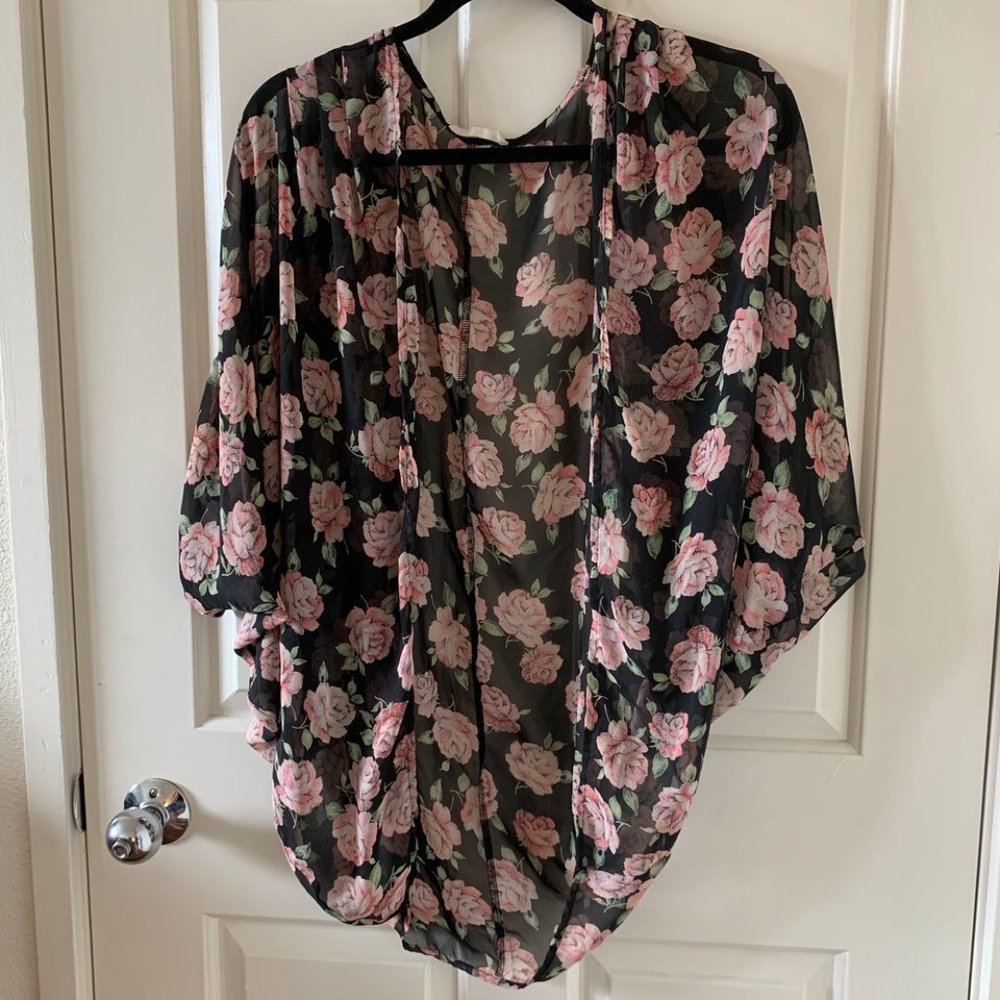 Forever 21 Sheer Floral Kimono OS